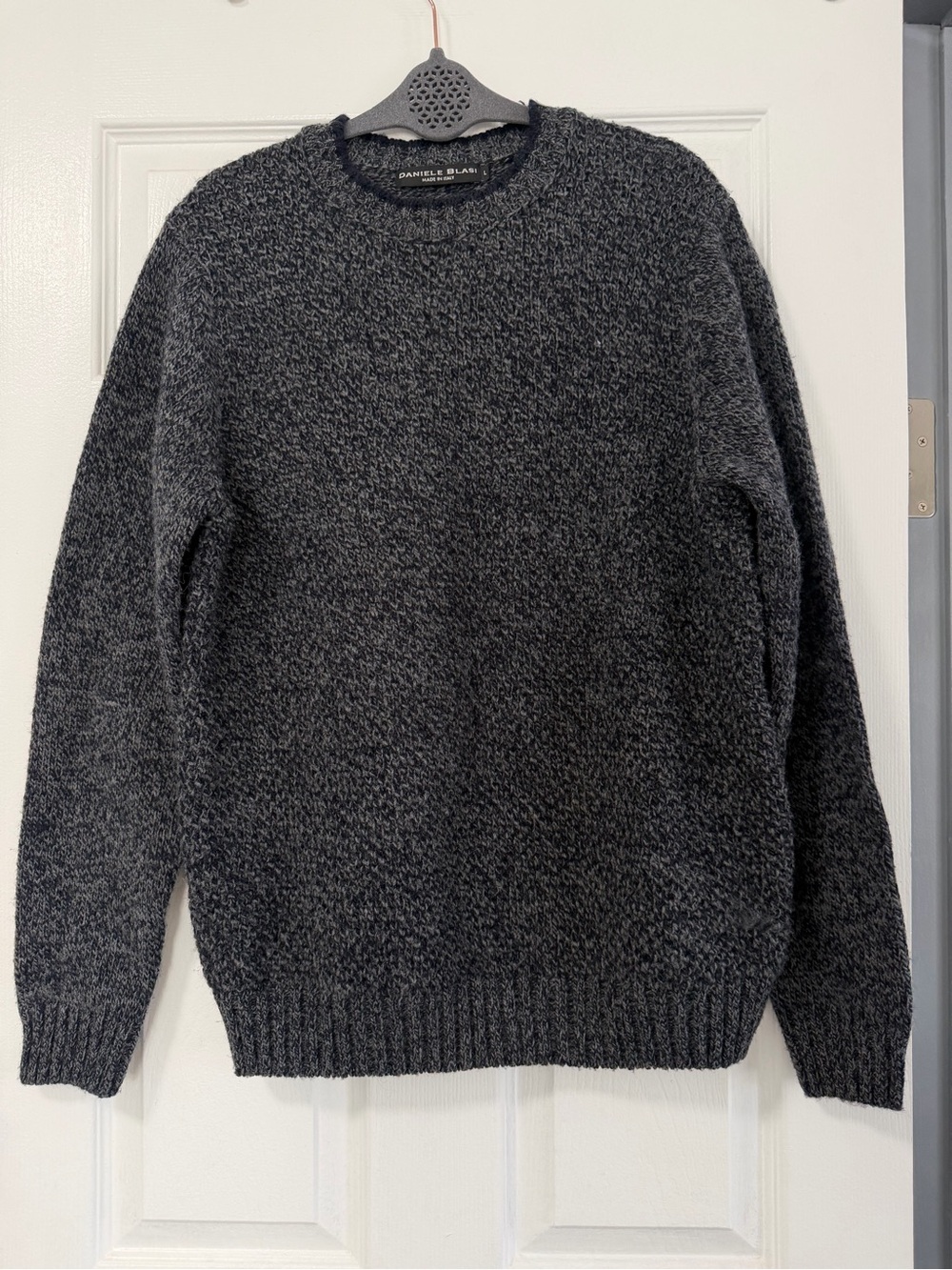 Daniele Blasi Made in Italy Mens Large Charcoal Marled Wool Blend Crewneck